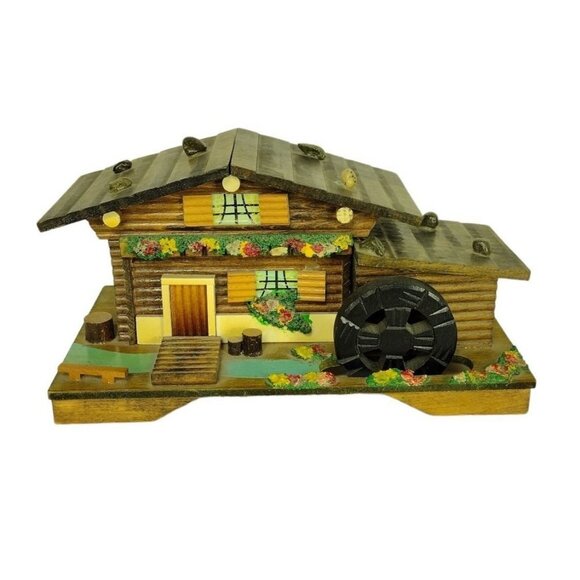Vintage Other - Vintage 60s Wood Cottage Swiss Chalet Music Jewelry Box Handcrafted Folk Art